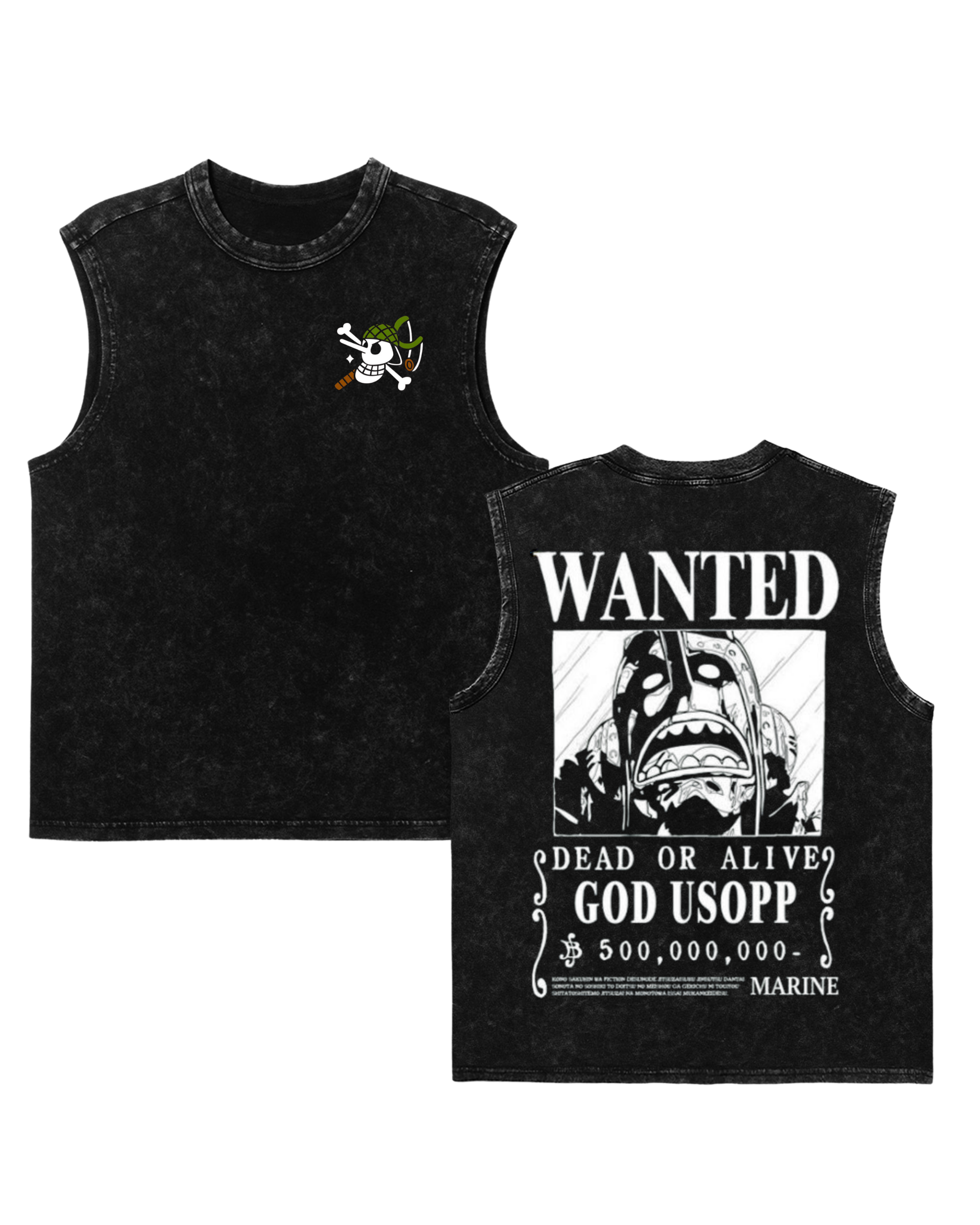 God Usopp Wanted Poster Anime One Piece Washed Tanktop Cotton Graphic