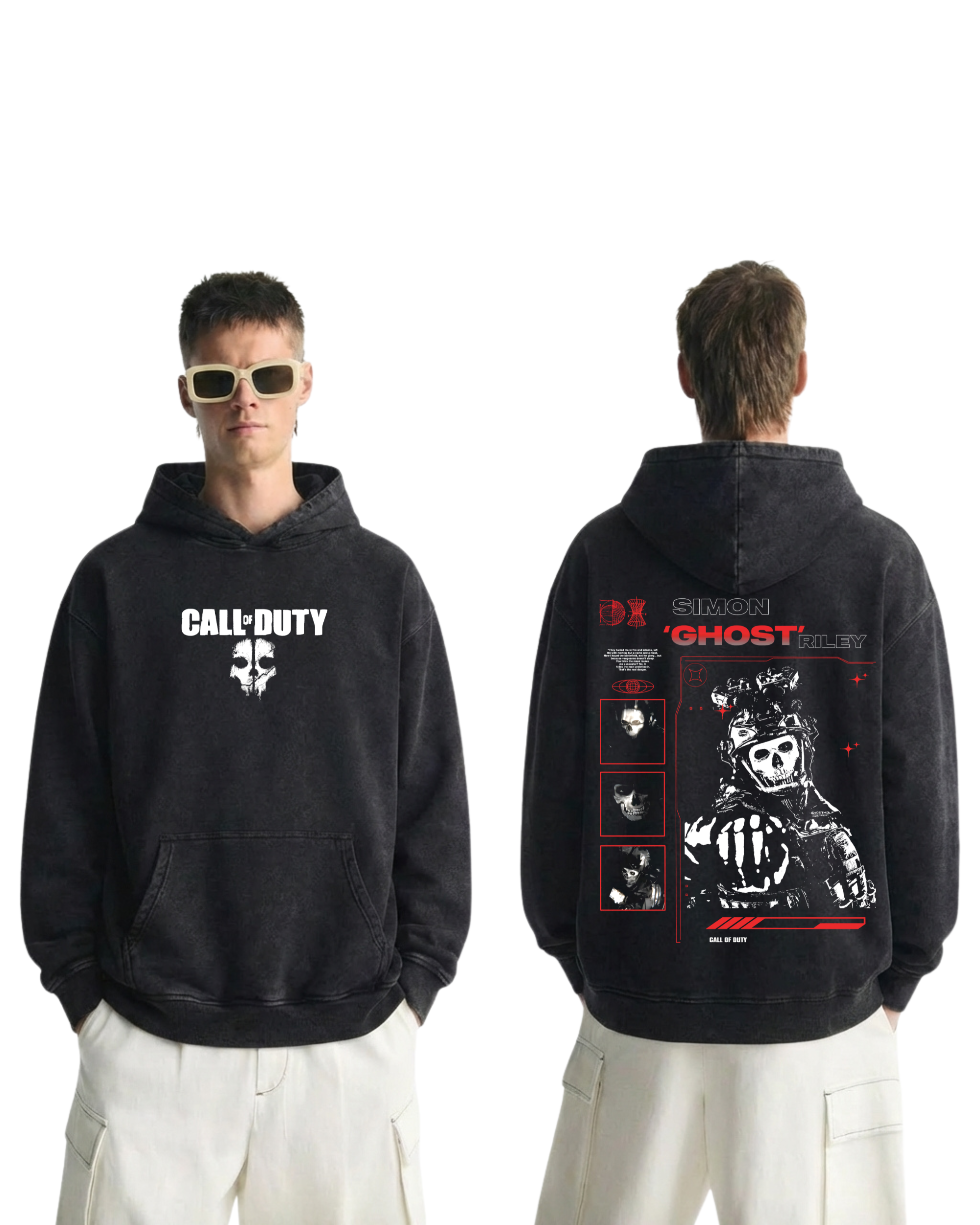 Simon Ghost Riley Call of Duty Wash Hoodie Graphic Game Streetwear