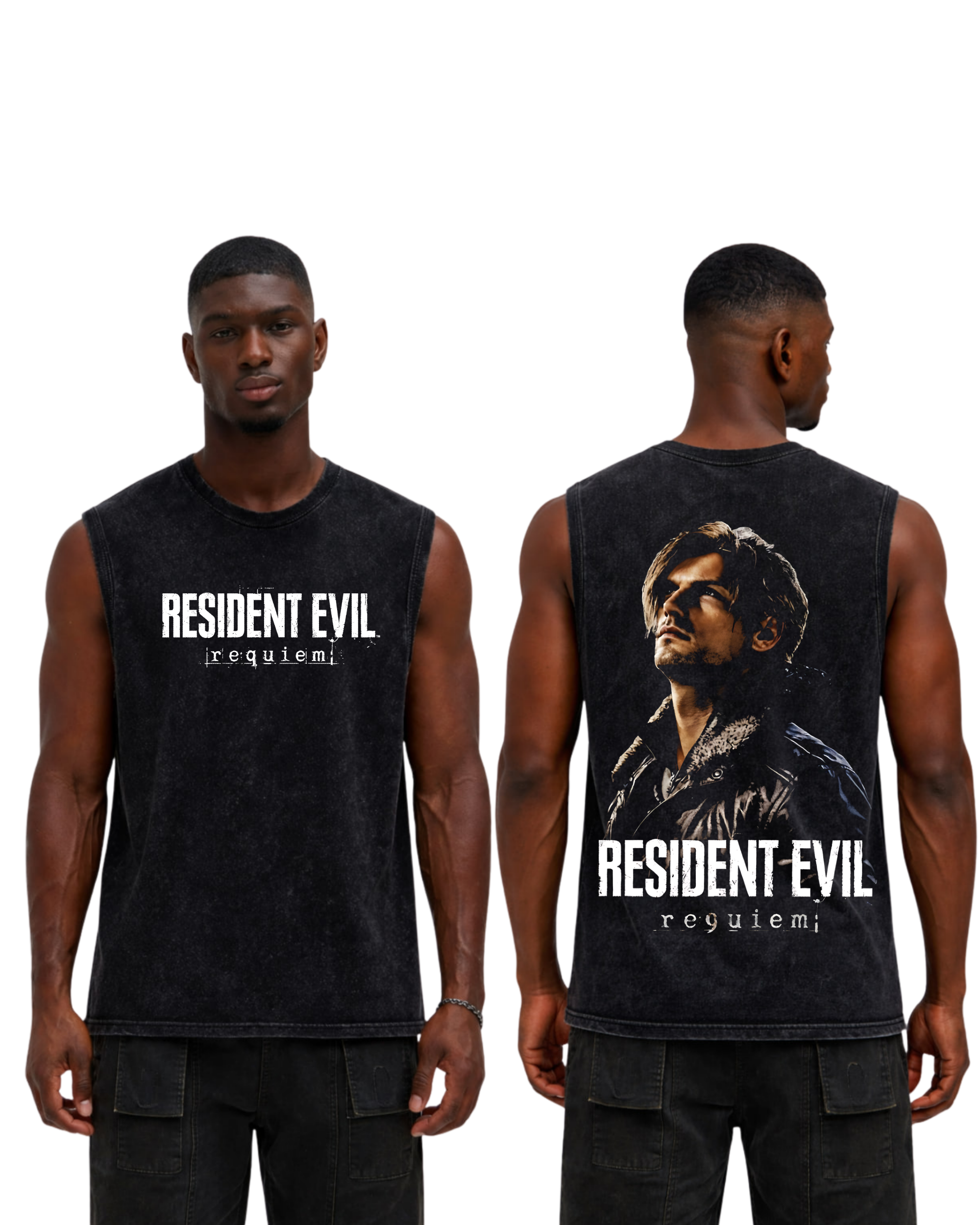 Resident Evil Requiem Leon Kennedy Wash Tank Top Graphic Gaming Streetwear