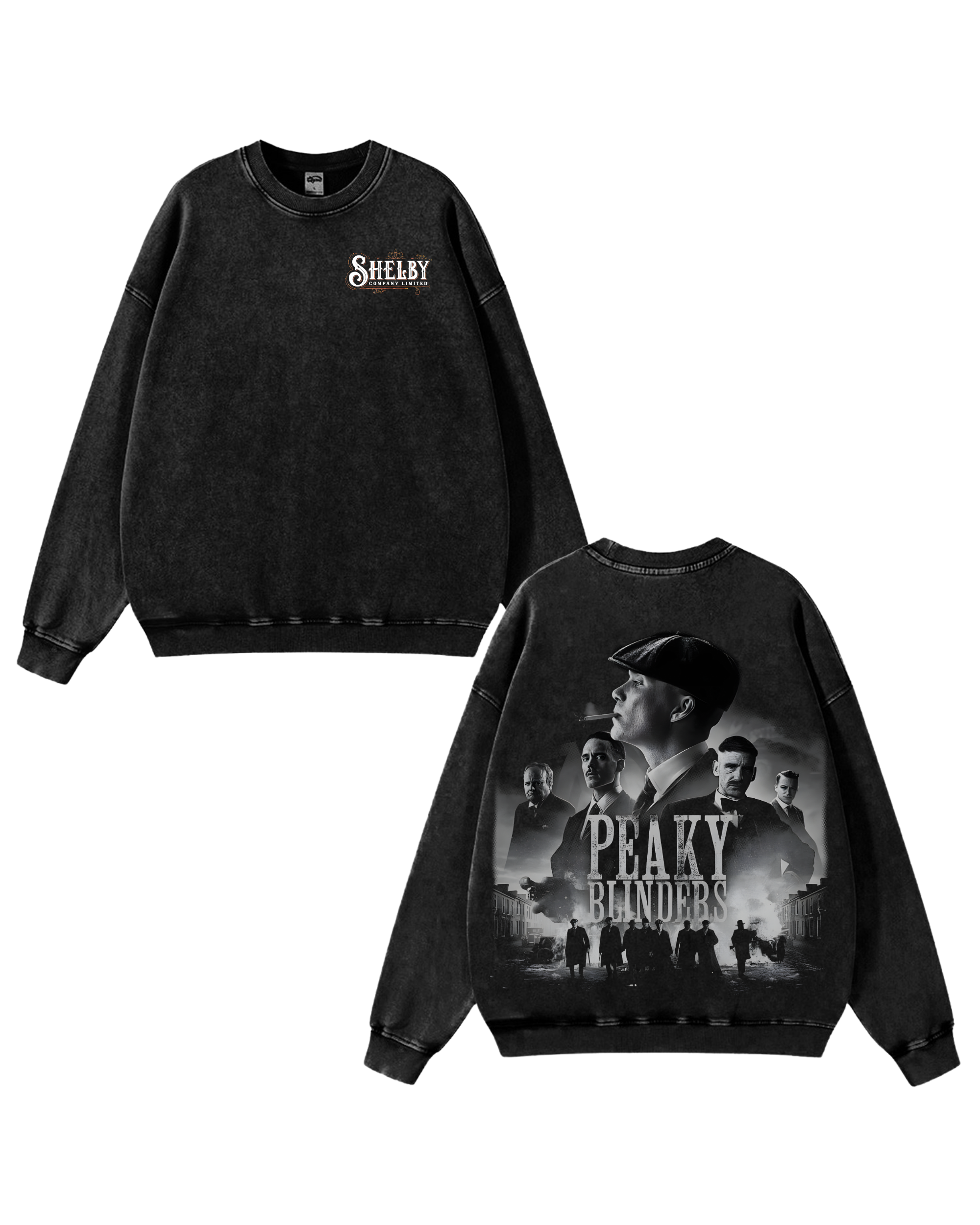 Peaky Blinders v2 Movie Retro Washed Sweatshirt Cotton Graphic