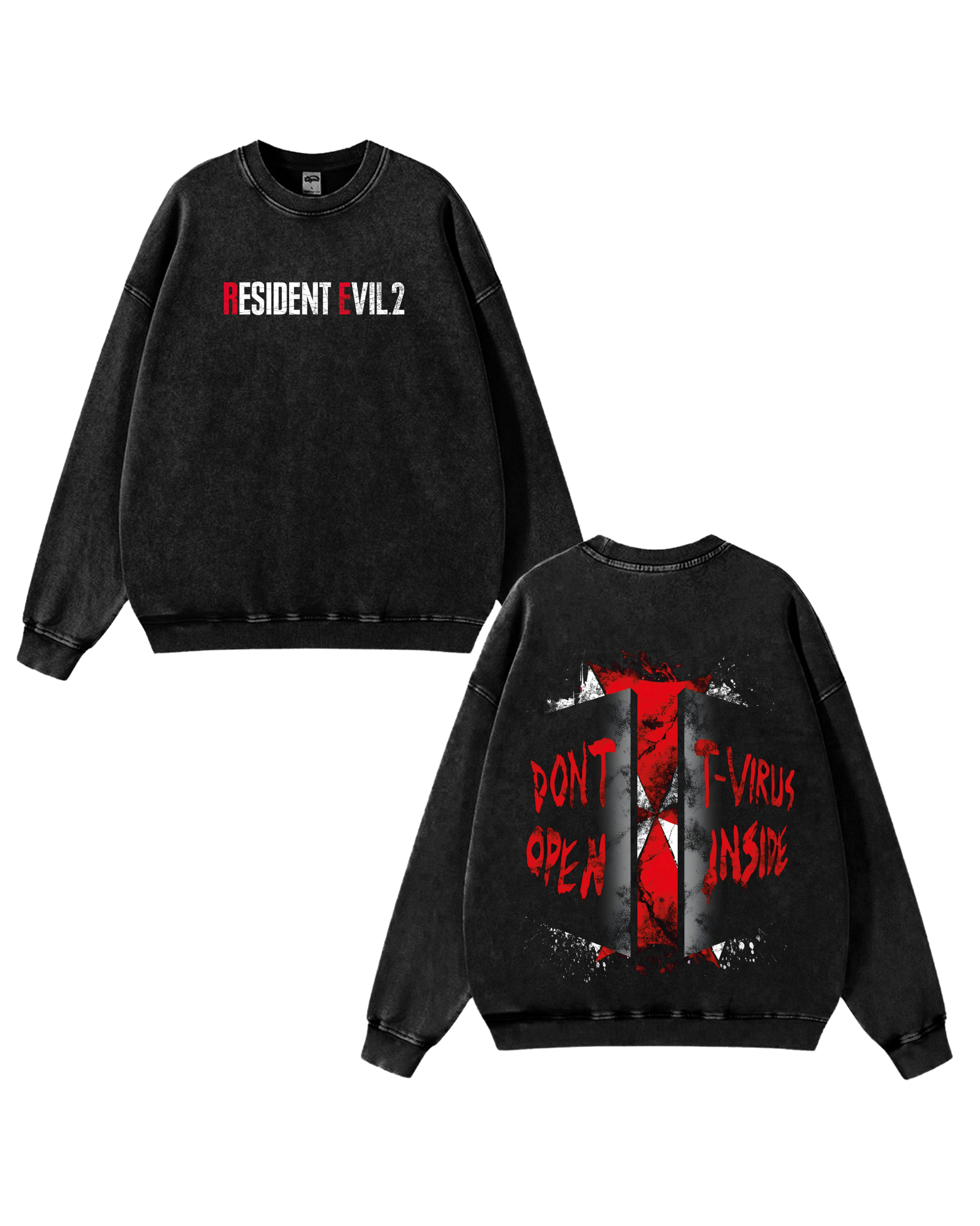 Resident Evil 2 Wash Sweatshirt Graphic Gaming Streetwear