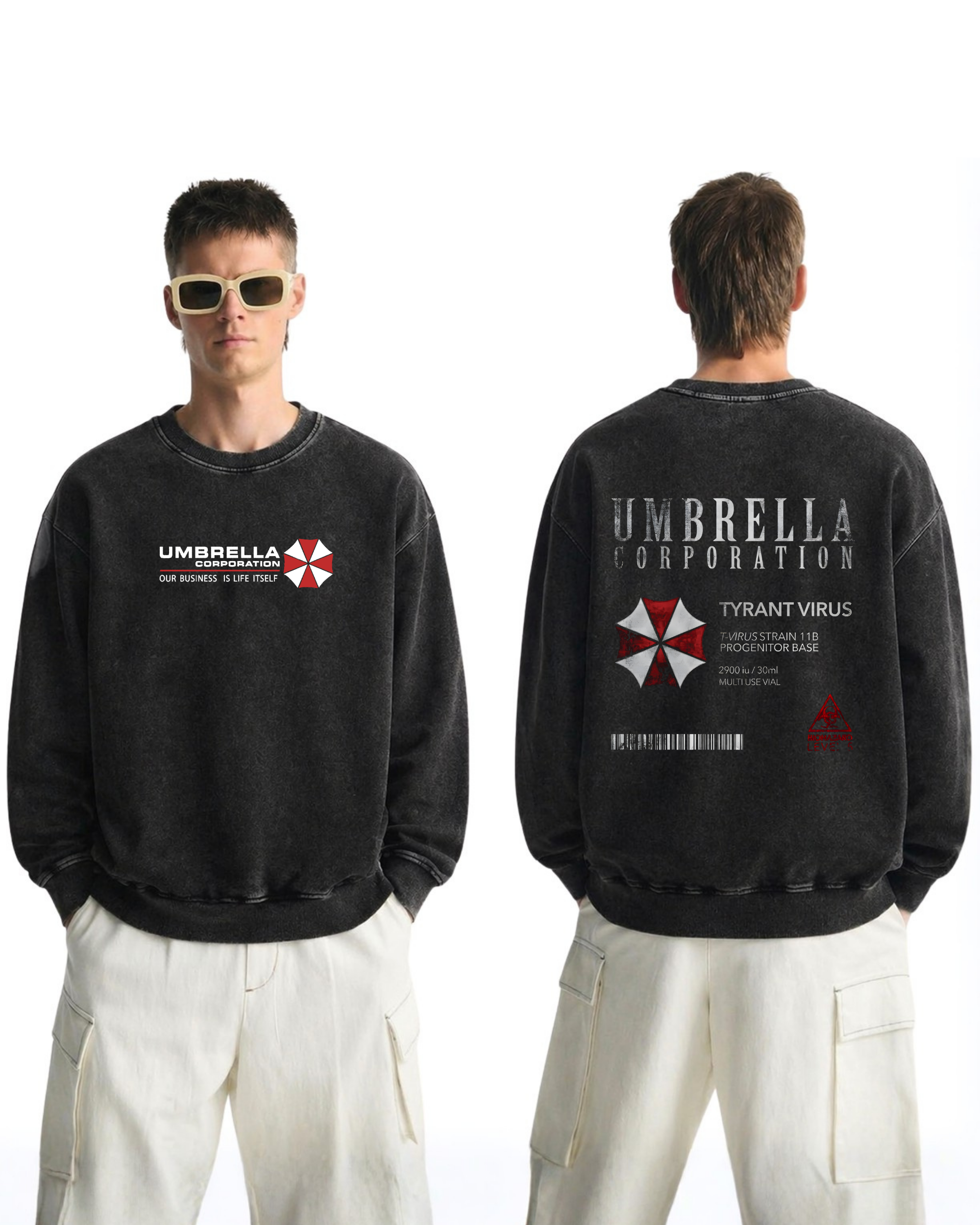Resident Evil Umbrella Corporation Wash Sweatshirt Graphic Gaming Streetwear