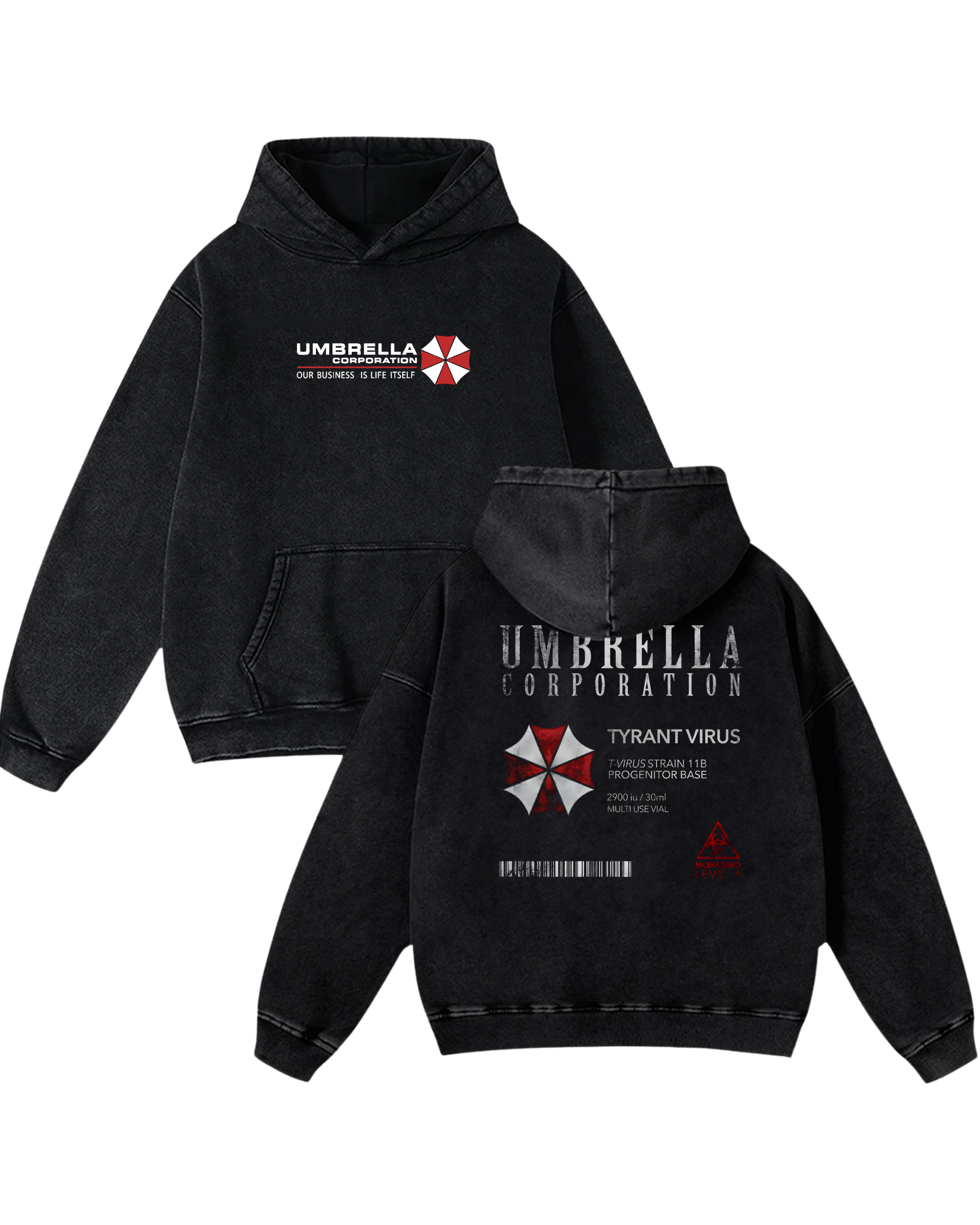 Resident Evil Umbrella Corporation Wash Hoodie Graphic Gaming Streetwear