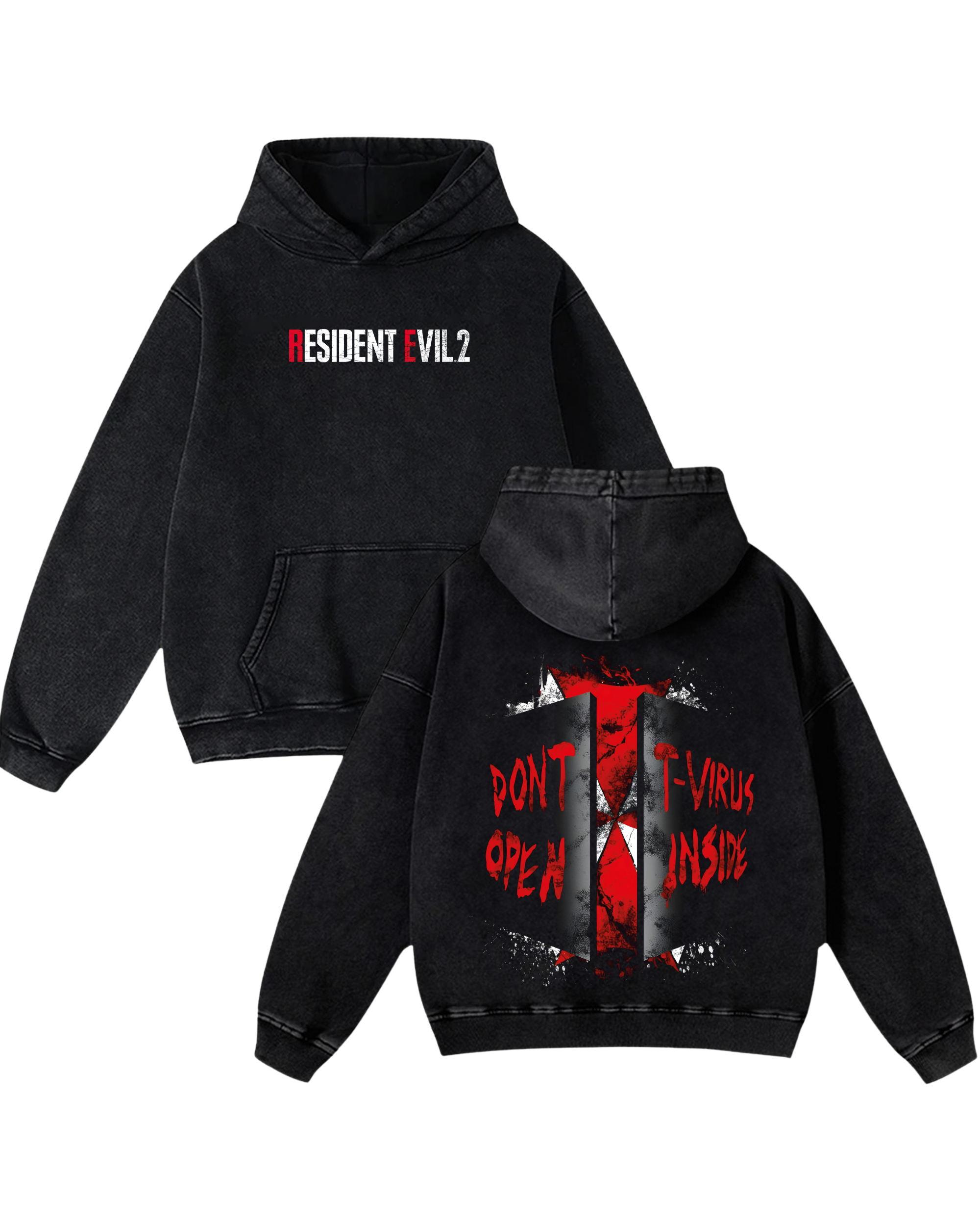 Resident Evil 2 Wash Hoodie Graphic Gaming Streetwear
