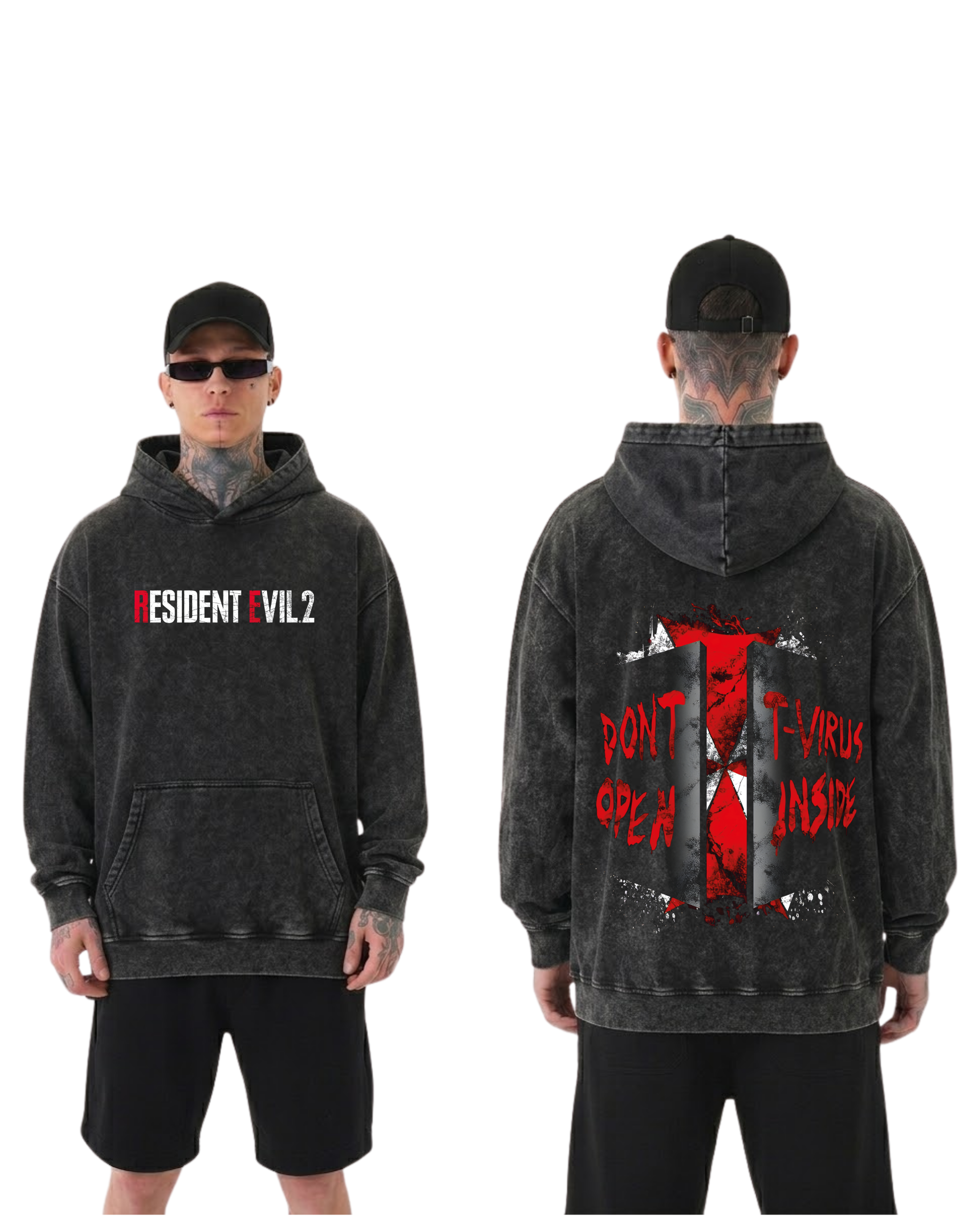 Resident Evil 2 Wash Hoodie Graphic Gaming Streetwear