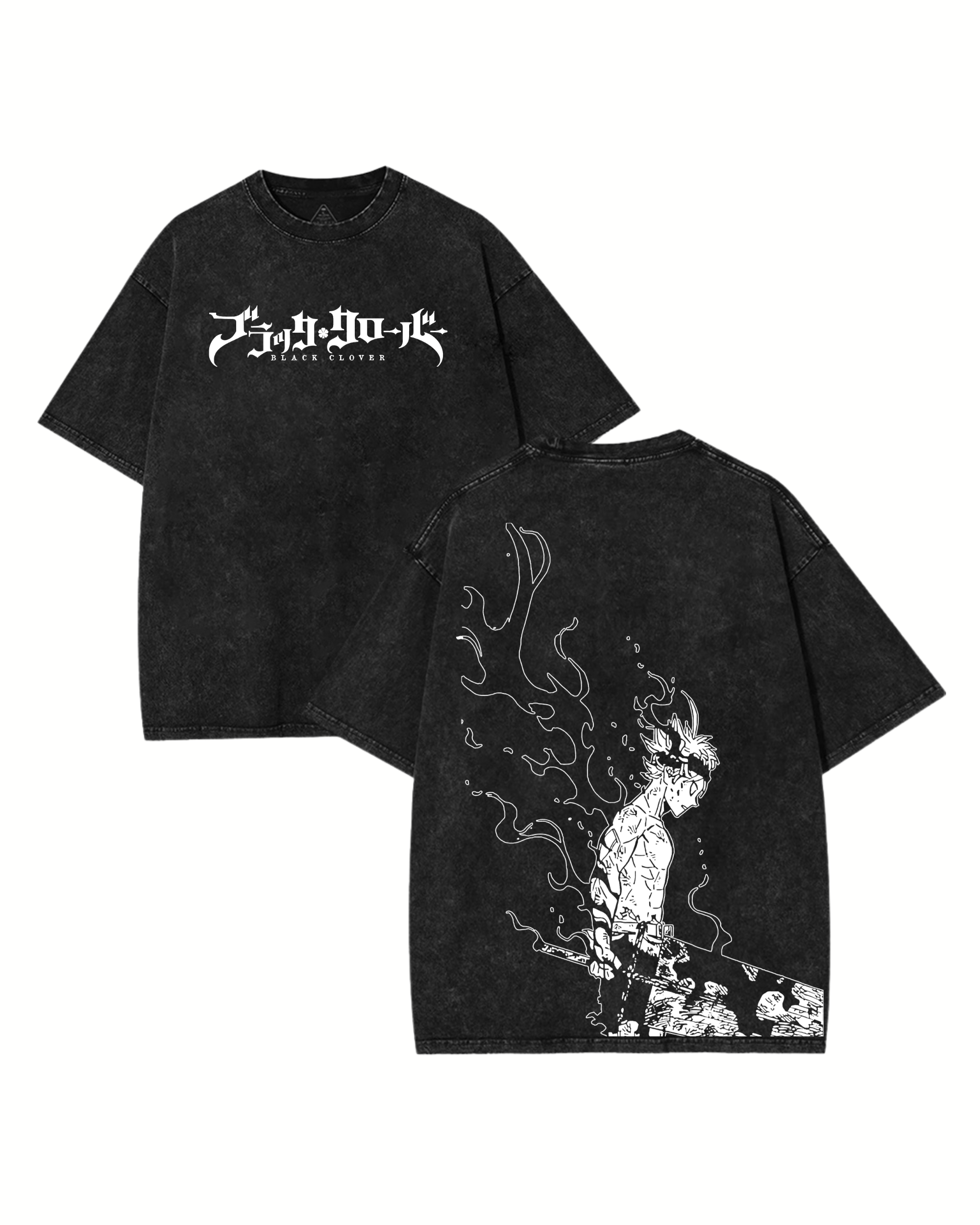 Retro Style Asta Anime Black Clover Washed Cotton Graphic Tee