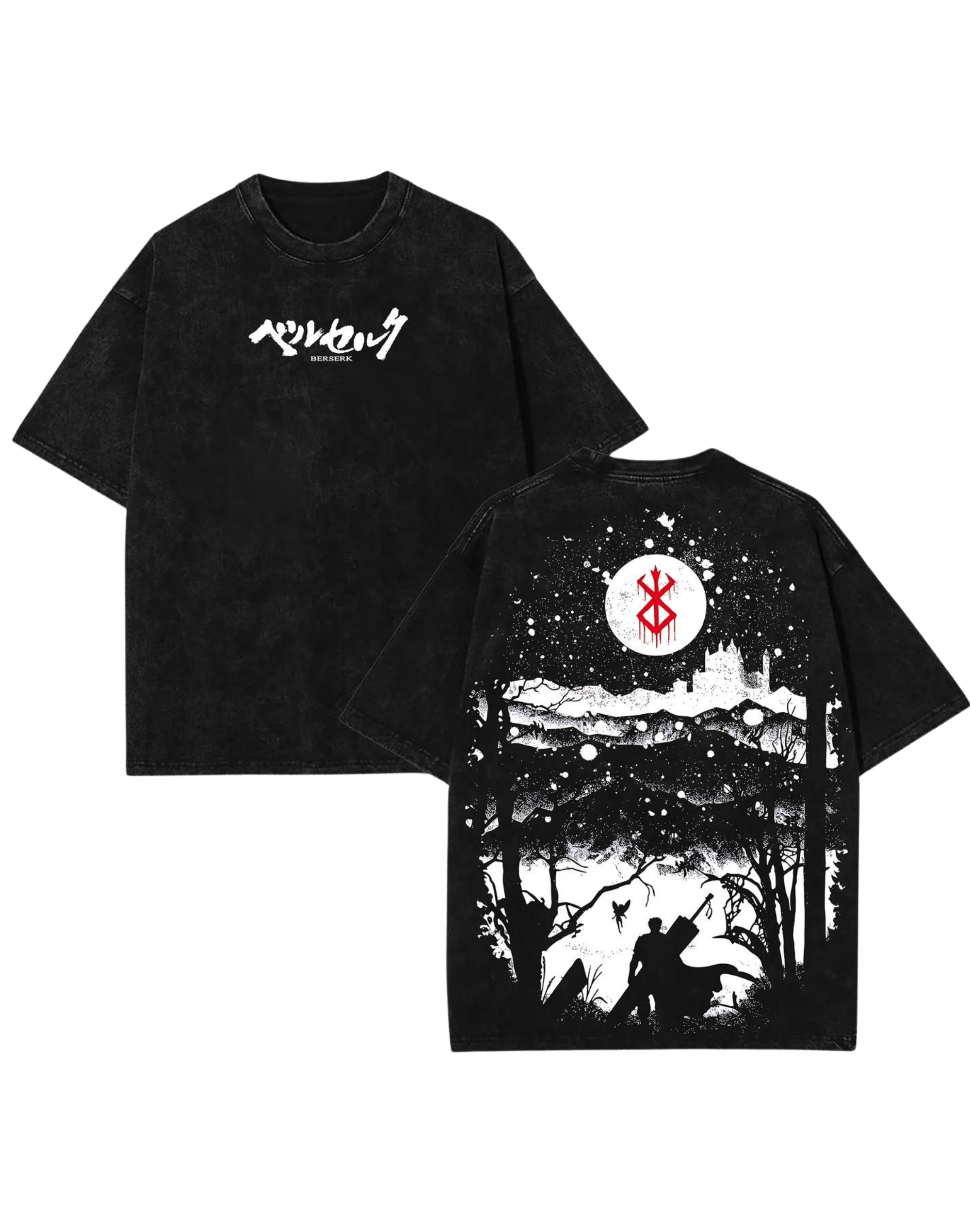 Guts Anime Berserk Washed Cotton Graphic Tee