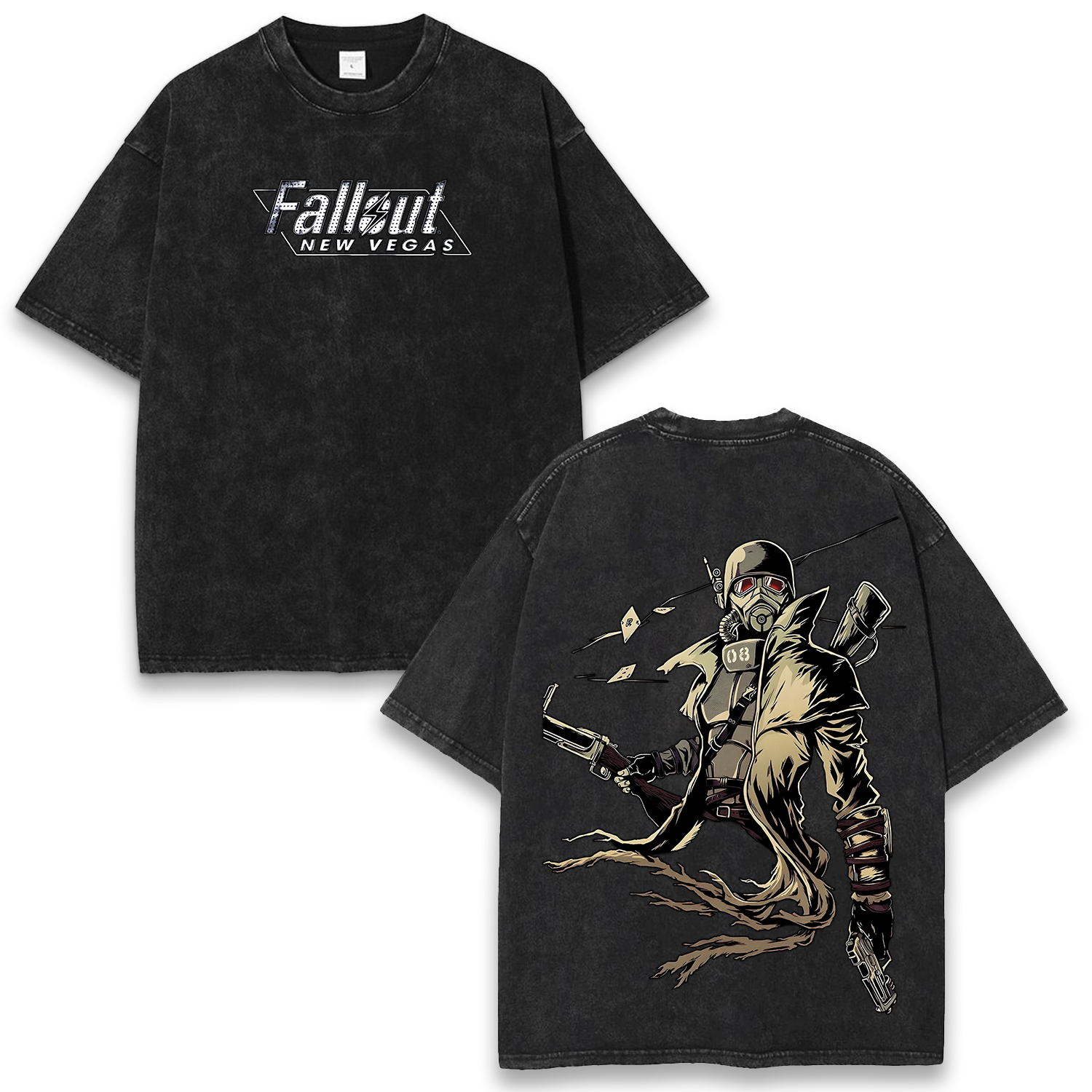 Fallout New Vegas Wash T-Shirt Graphic Game Streetwear v2