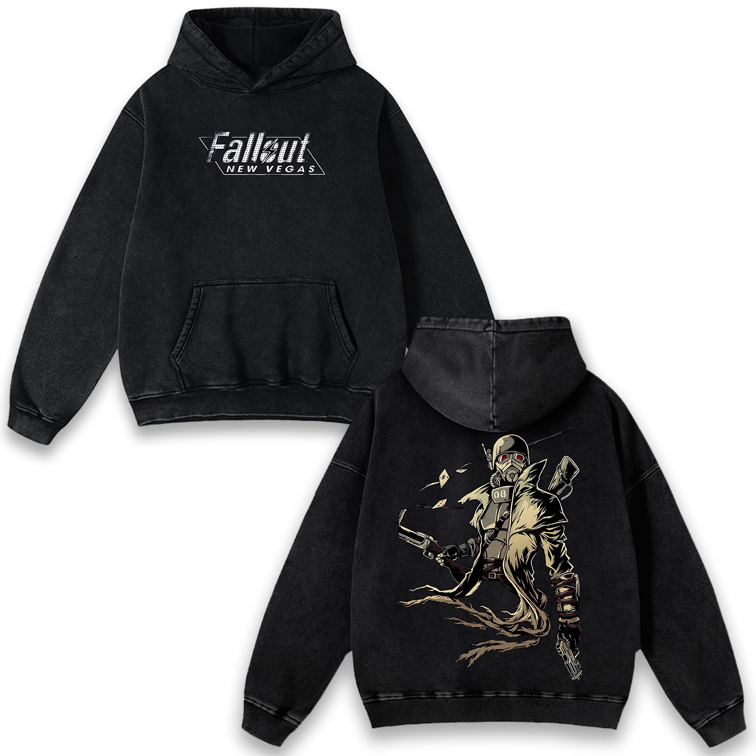 Fallout New Vegas Wash Hoodie Graphic Game Streetwear v2
