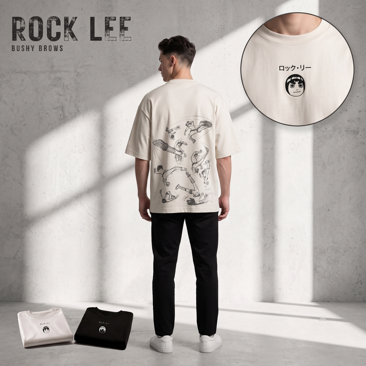 Rock Lee Oversized Anime Graphic T-Shirt | Bushy Brows Tee