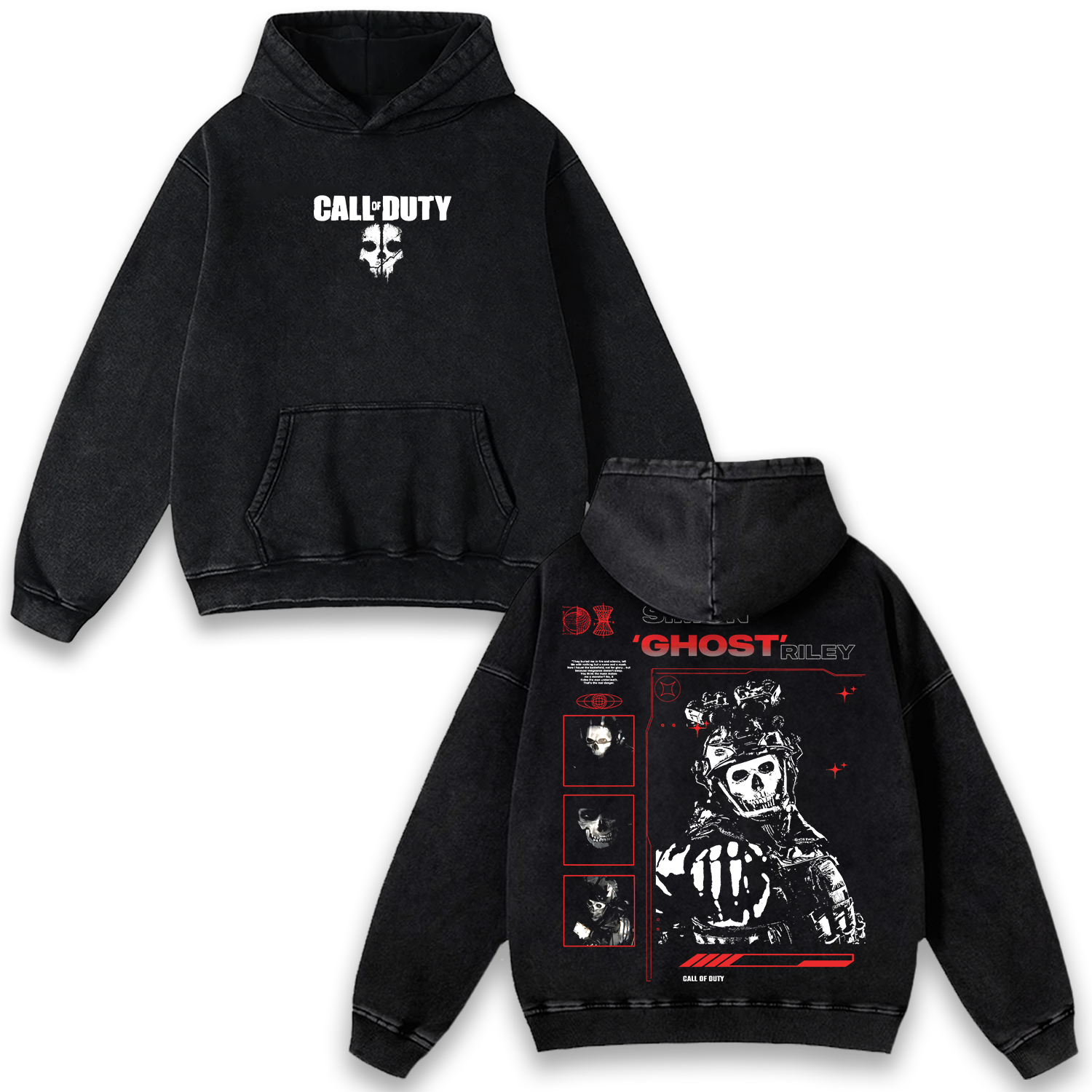 Simon Ghost Riley Call of Duty Wash Hoodie Graphic Game Streetwear