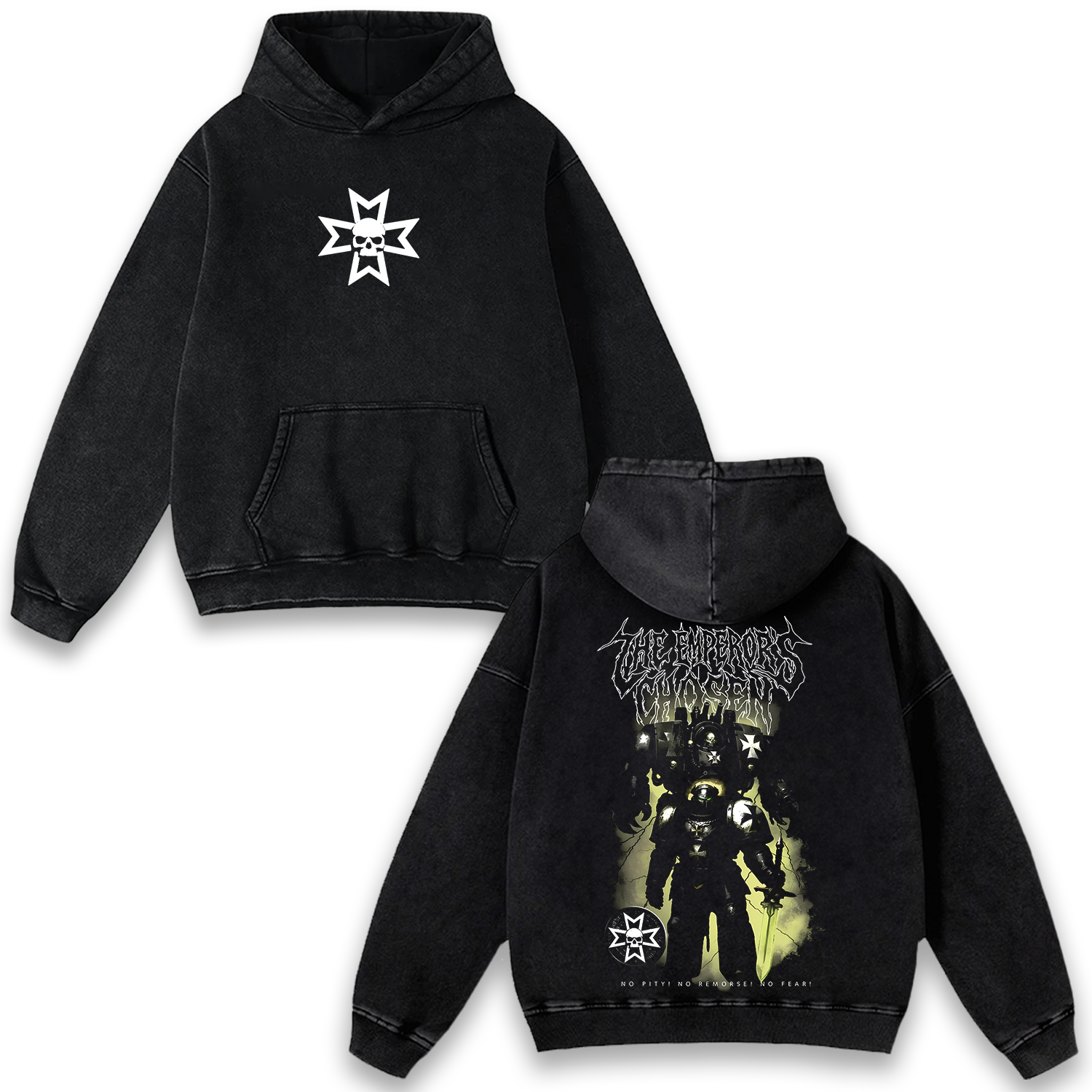 WARHAMMER 40K The Emperors Chosen Wash Hoodie Game Streetwear