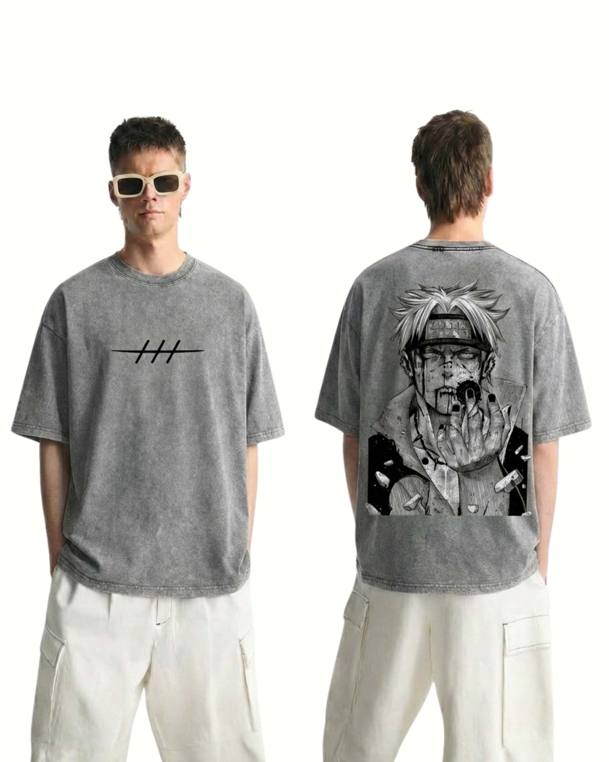 Retro Style Pain Nagato v1 Anime Naruto Washed Cotton Graphic Tee