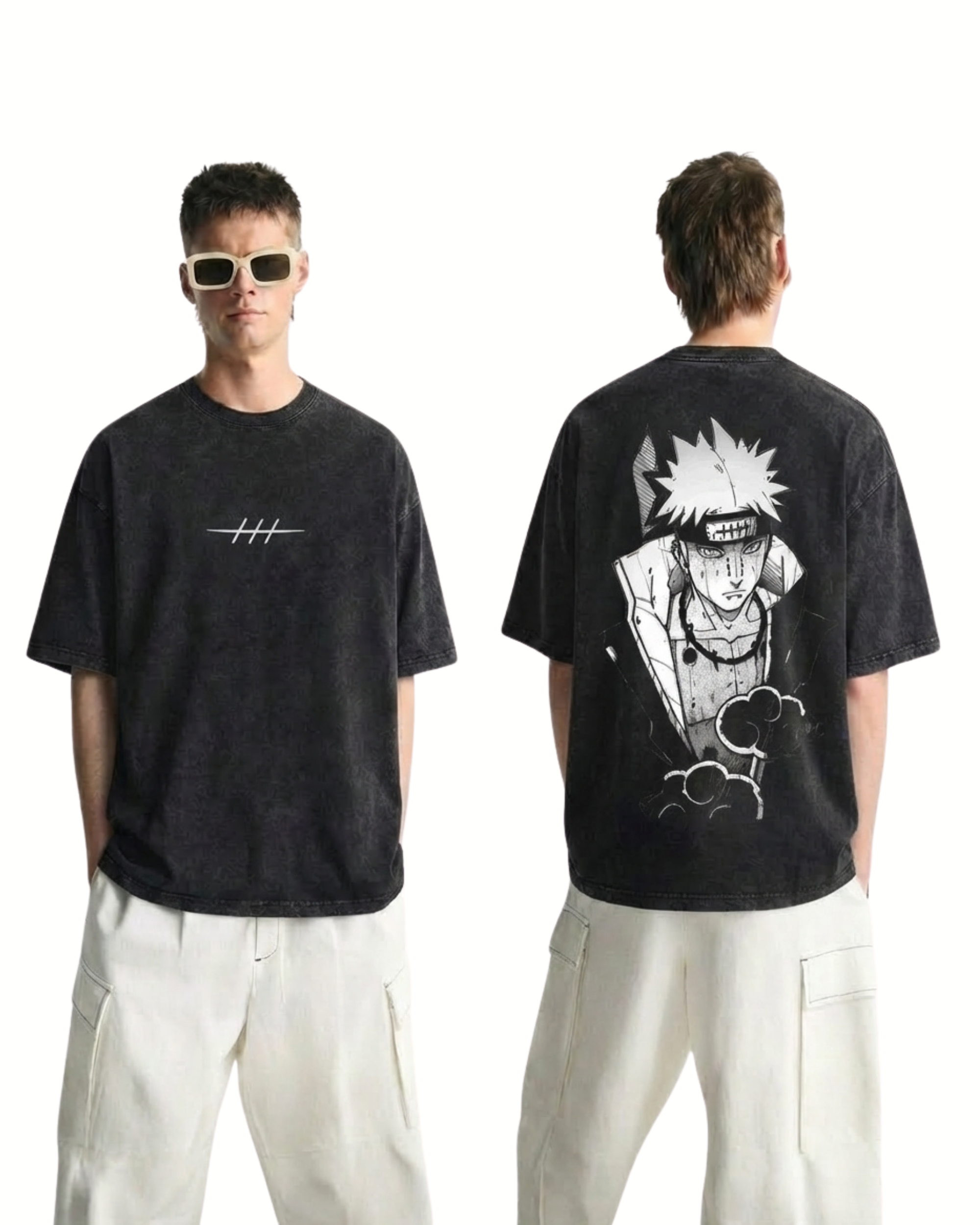 Retro Style Pain Nagato v3 Anime Naruto Washed Cotton Graphic Tee