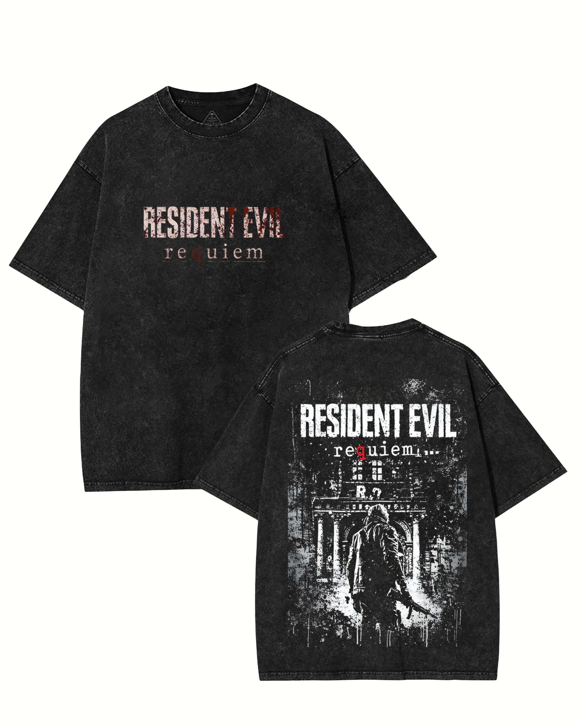 Resident Evil Requiem Wash T-Shirt Vintage Graphic Gaming Streetwear Tee